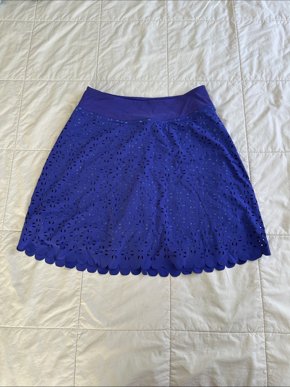 Women's Laser-Cut Scallop Hem Skirt in Royal Blue - bin 2